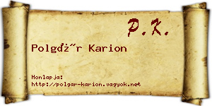 Polgár Karion névjegykártya